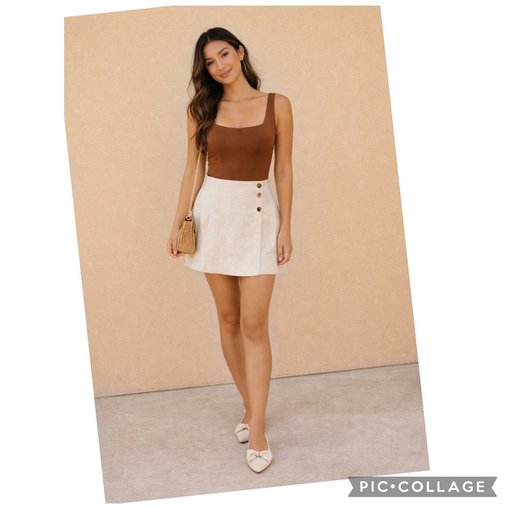 House of Harlow 1960 Revolve Corset Bodysuit XS Caramel Brown